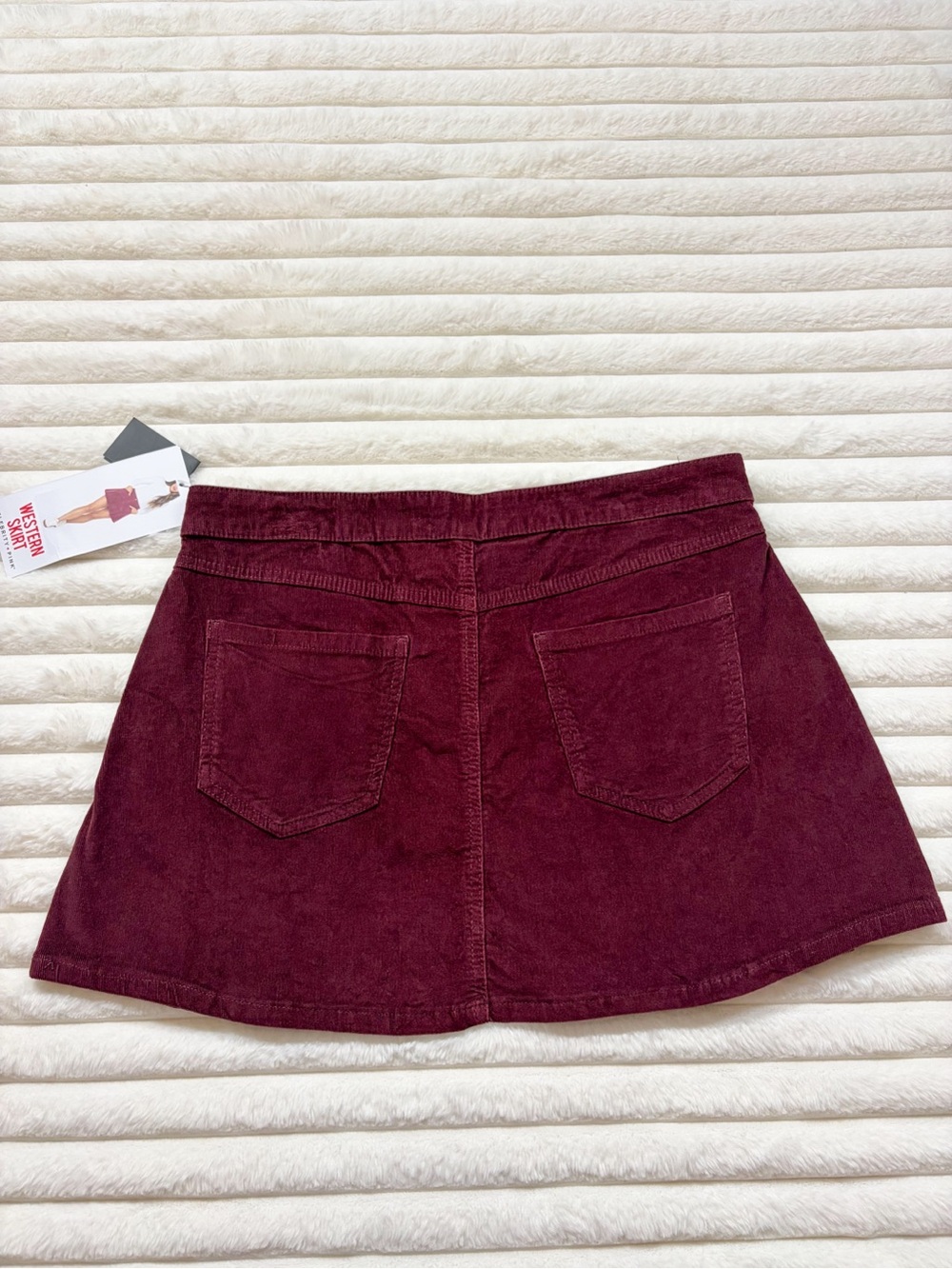 NWT Celebrity Pink Western Corduroy Mini Skirt Burgundy Size Large - Picture 4 of 4